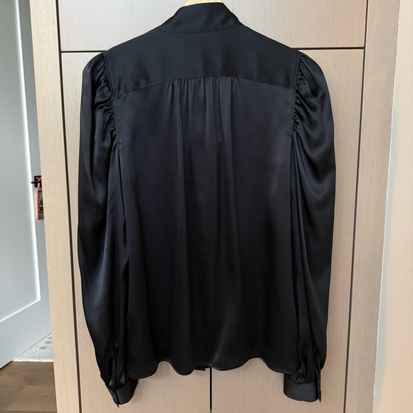 FRAME Gillian Long Sleeve Black Silk Top, M - Picture 8 of 13